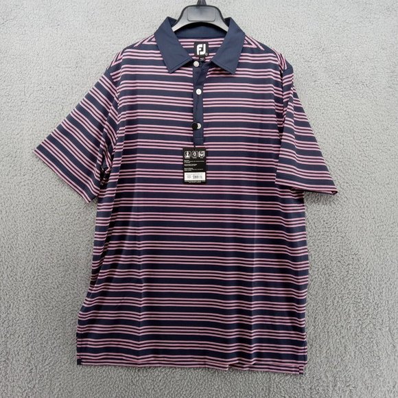 FootJoy Other - Footjoy Shirt Large Pink Stripe‎ Lisle Golf Moisture Wick Antimicrobial Polo